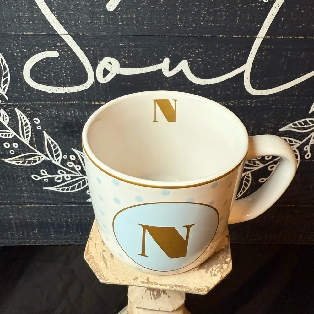 Target-Polka Dot Mug with Gold “N” Initial